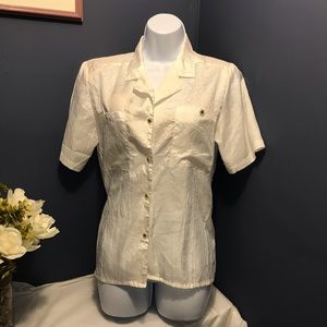 Impression Vintage Short Sleeve Button Down Blouse